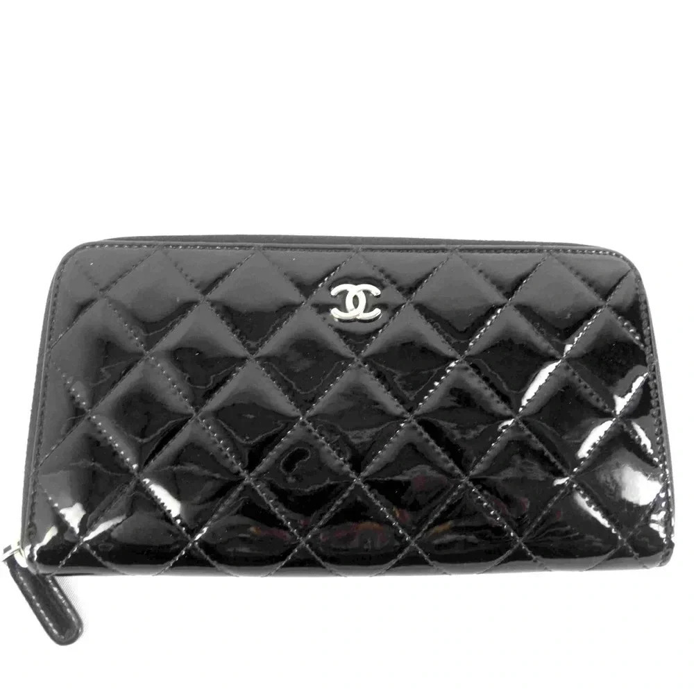 Vintage Chanel Quilted Enameled Leather Long Wallet - Picture 3 of 11